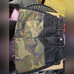 Camo Denim Skirt